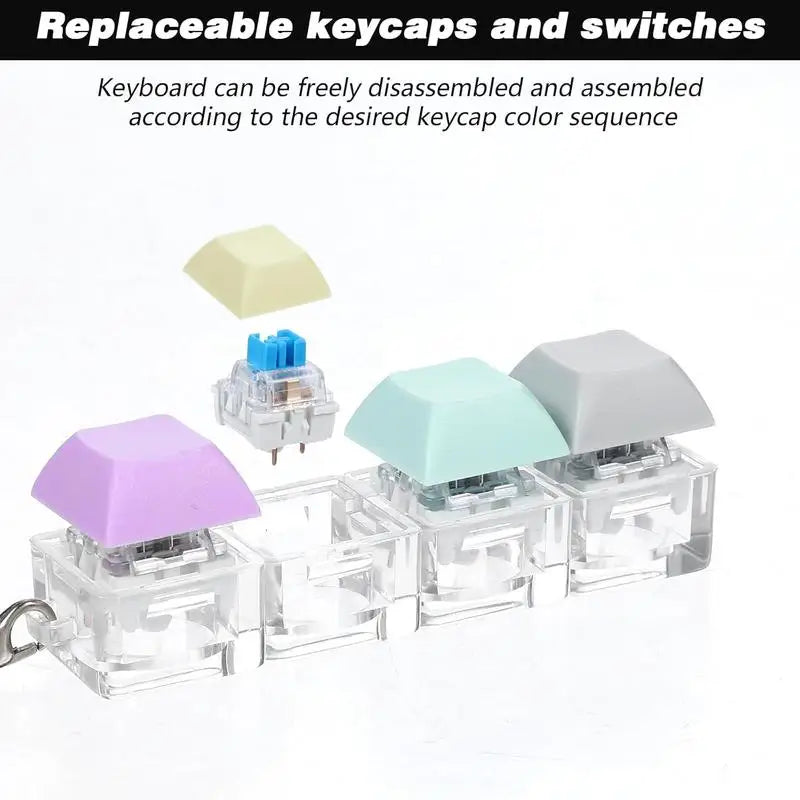 Portable Keyboard Switch Tester, 4 Switches with Carabiner, Stress Relief Fidget Toy for Adults, Fun Typing Experience for Kids