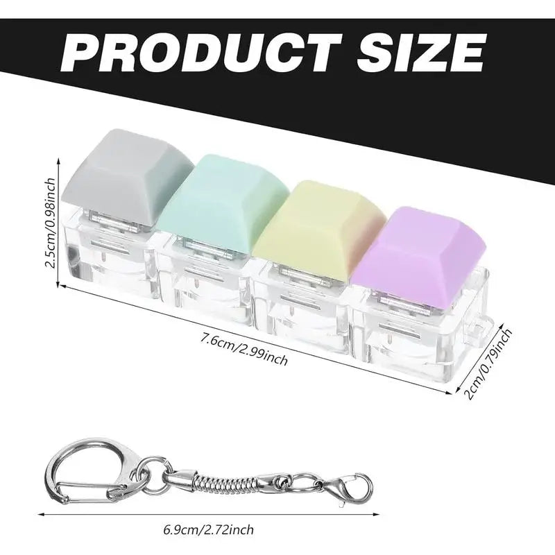 Portable Keyboard Switch Tester, 4 Switches with Carabiner, Stress Relief Fidget Toy for Adults, Fun Typing Experience for Kids
